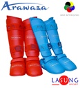 [RSGWKFREXS] Protection tibia et pied de karaté ARAWAZA - WKF approved (XS, Rouge)